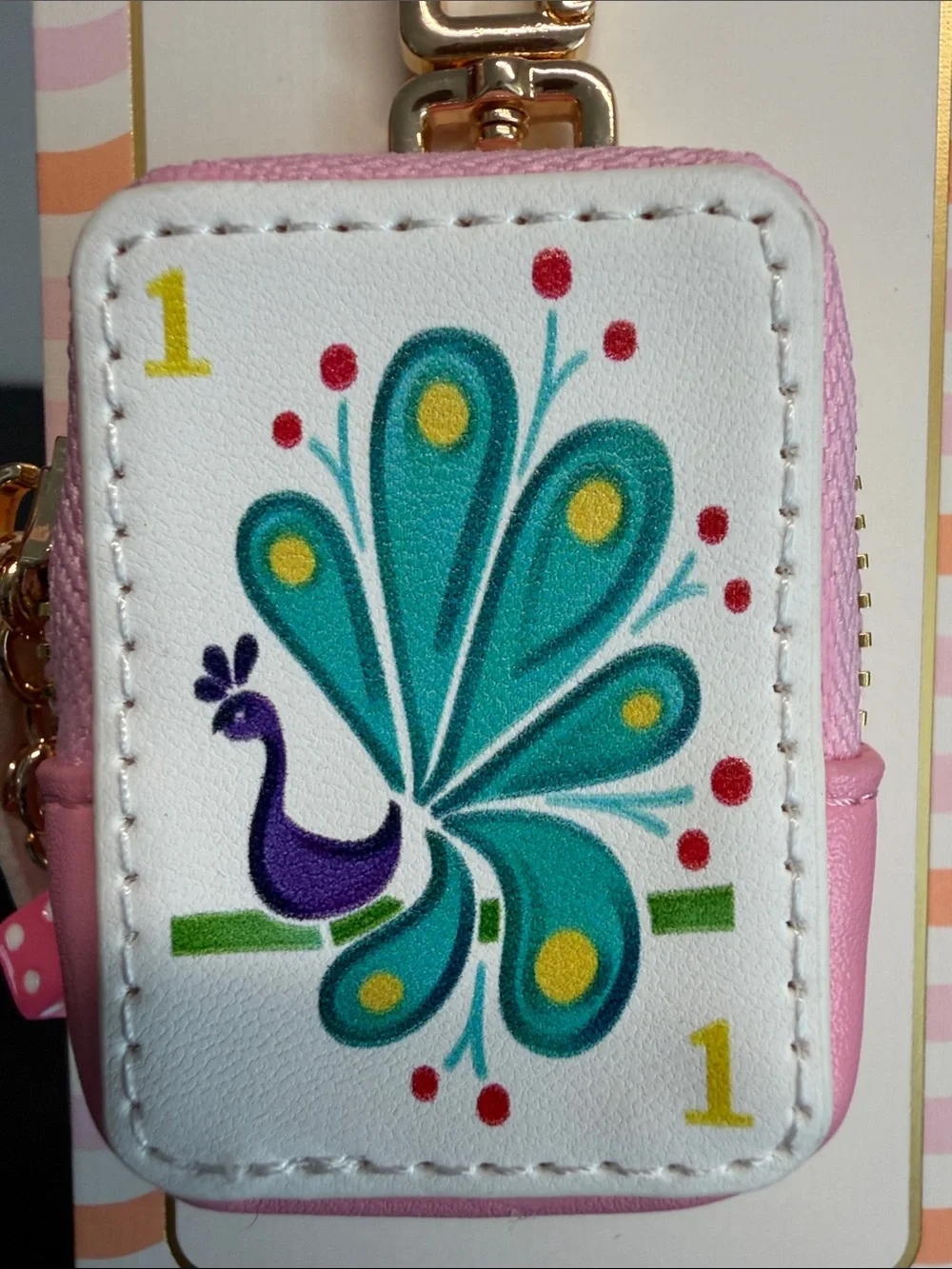 Piper K | Peacock Card Pink Coin Purse Bag Charm 🦚